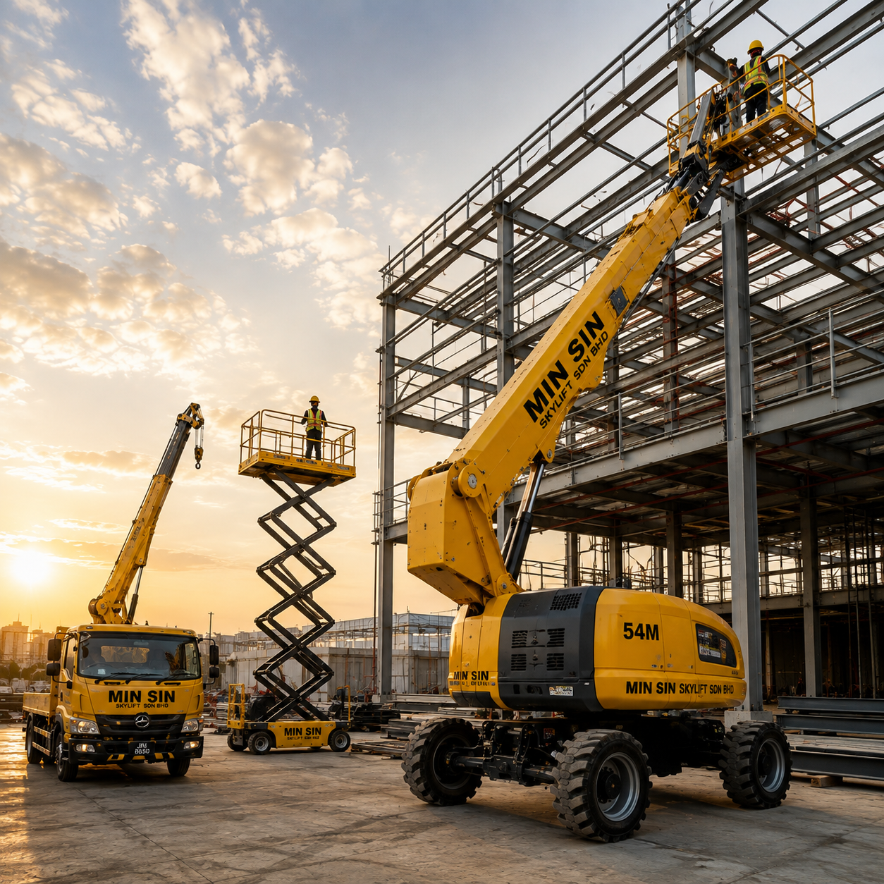 Skylift working at construction site